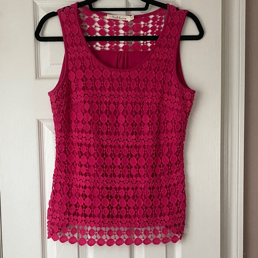 Solitaire Fuchsia Lace Tank Top